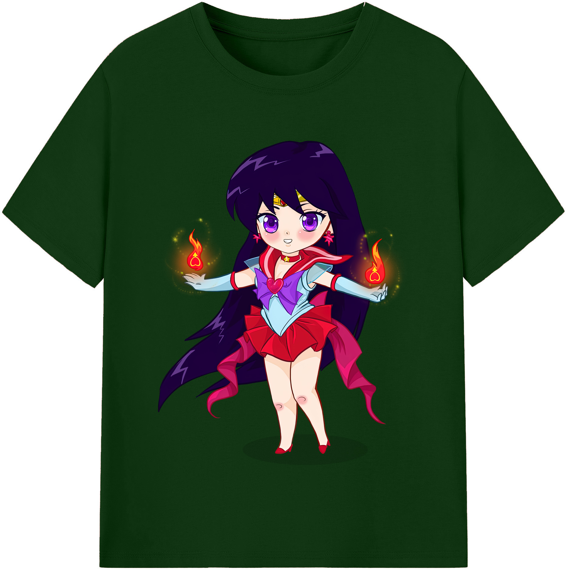（画像用） 美少女戦士セーラームーン 火野レイ ひの レイ Sailor Moon Hino Rei （セーラーマーズ,Sailor Mars） 綿100％半袖Tシャツ（フロントプリント）